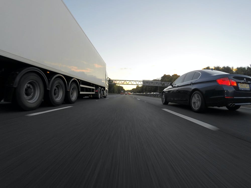 Heavy goods vehicle on road